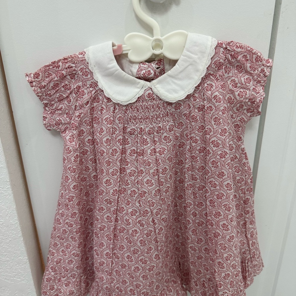 Janie and Jack Pink Patterned Dress with White Collar